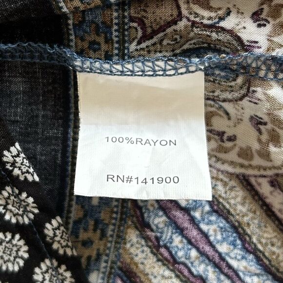 Velzera Mini Dress Women M Blue Multi Paisley TieBack Boho Peasant Gypsy Cottage - Picture 4 of 16